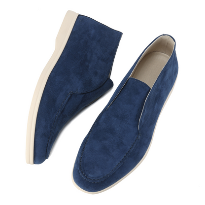 Beckett | Navy Blue High Suede Loafers