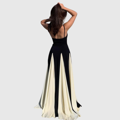 Calantha | Elegant Maxi Dress in Black and Cream