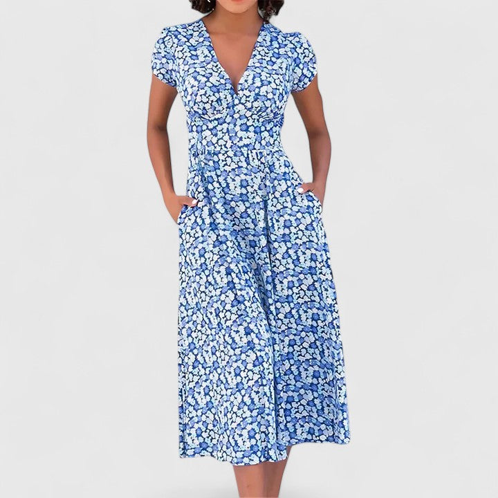 Calantha | Elegant Floral Comfortable Midi Dress