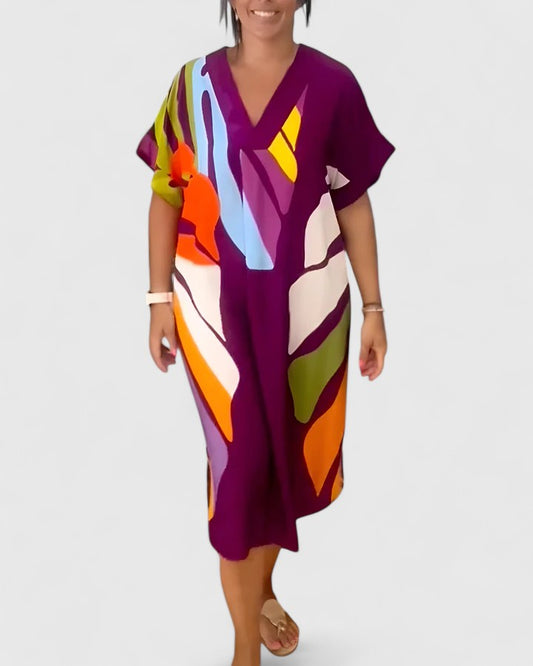 Calantha | Vibrant Abstract Comfortable Dress