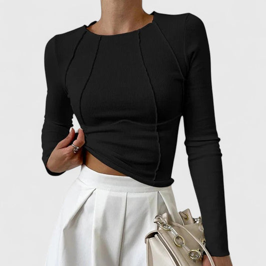 Calantha | Elegant Black Long Sleeve Top