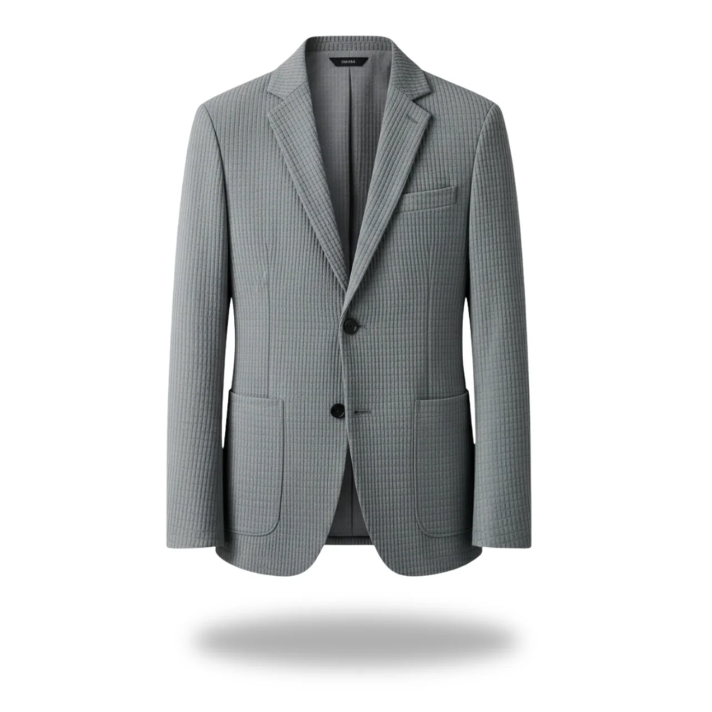 Asher | Grey Ribbed Classic Tailored Blazer