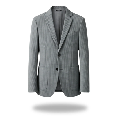 Asher | Grey Ribbed Classic Tailored Blazer