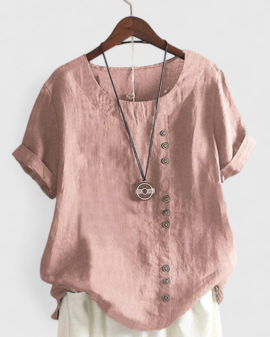Calanthe | Blush Pink Comfortable Short Sleeve Blouse