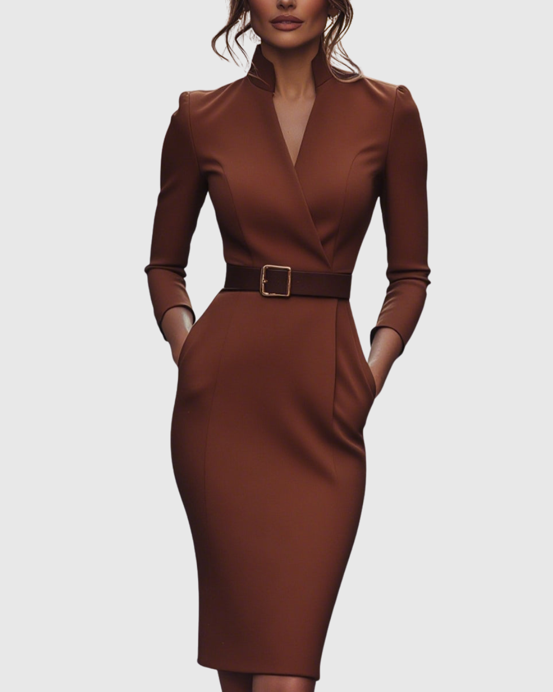 Calantha | Elegant Black Refined Midi Dress
