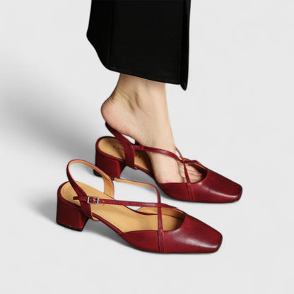 Adriana | Elegant Red Leather Sandals
