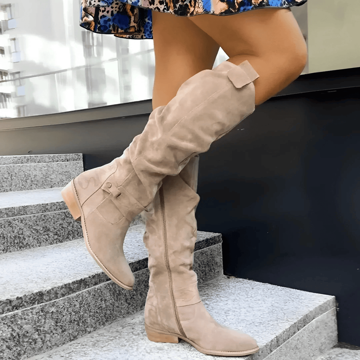Alethea | Luxury Black Suede Knee Boots