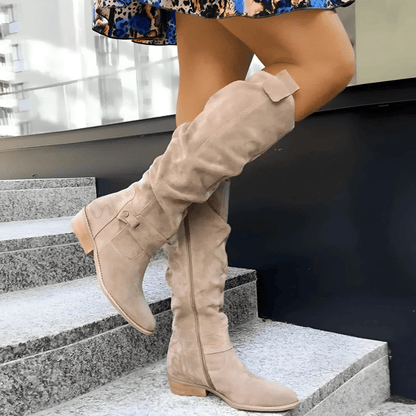 Alethea | Luxury Black Suede Knee Boots