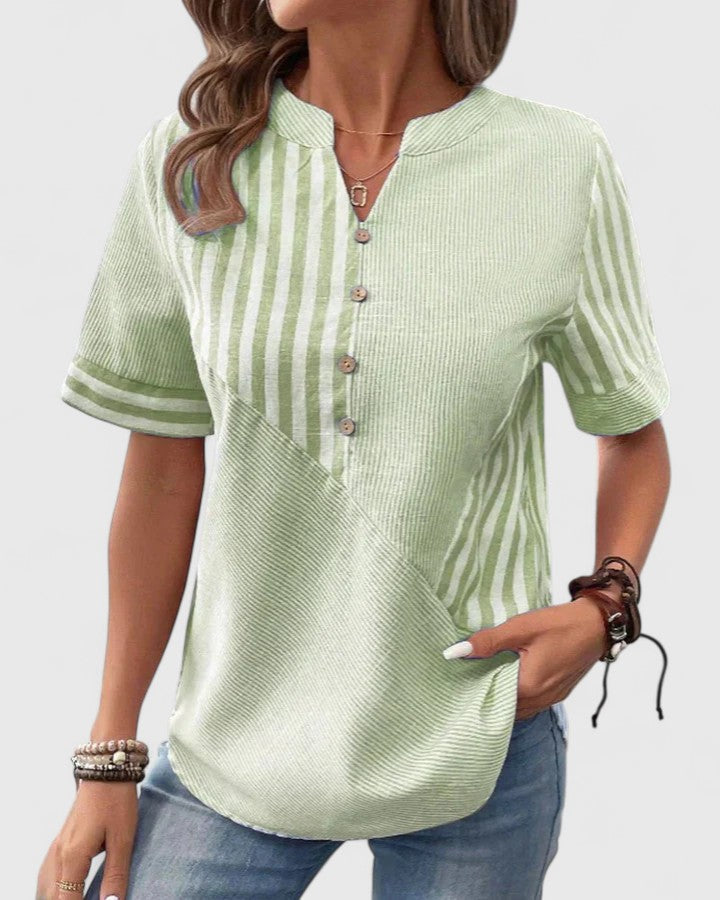 Alethea | Mint Stripe Sophisticated Blouse