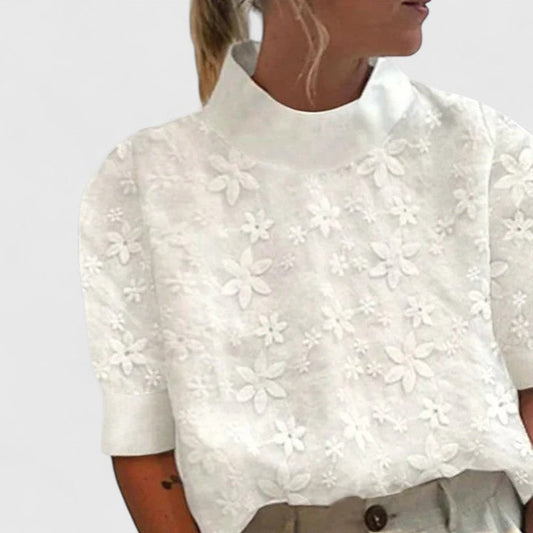 Calantha | Exquisite White Cropped Sophisticated Blouse