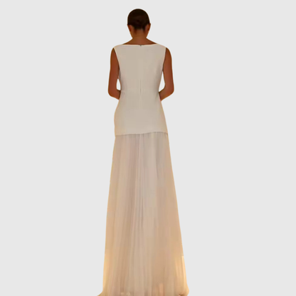 Calantha | Elegant Light Blue Sleeveless Dress With Flowing Pleats