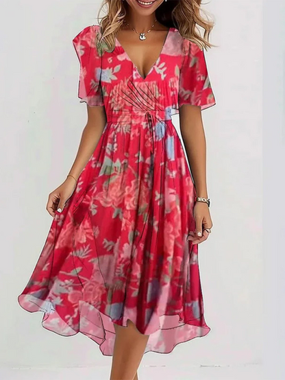 Calista | Elegant Floral Summer Dress With Belly Cover