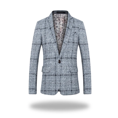 Benedict | Dark Navy Plaid Premium Modern Jacket