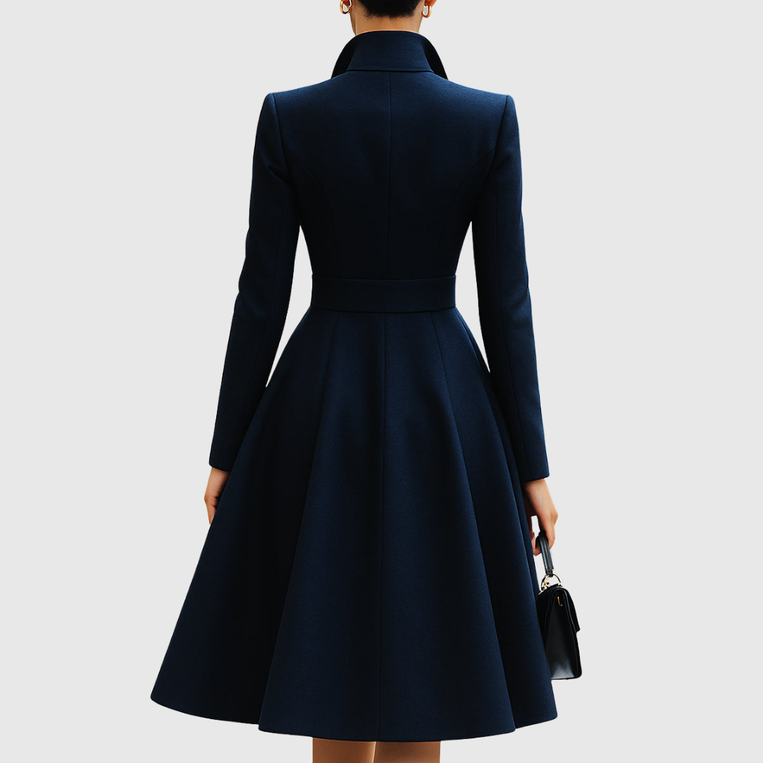 Astrid | Navy Velvet Tailored Fit Coat Dress