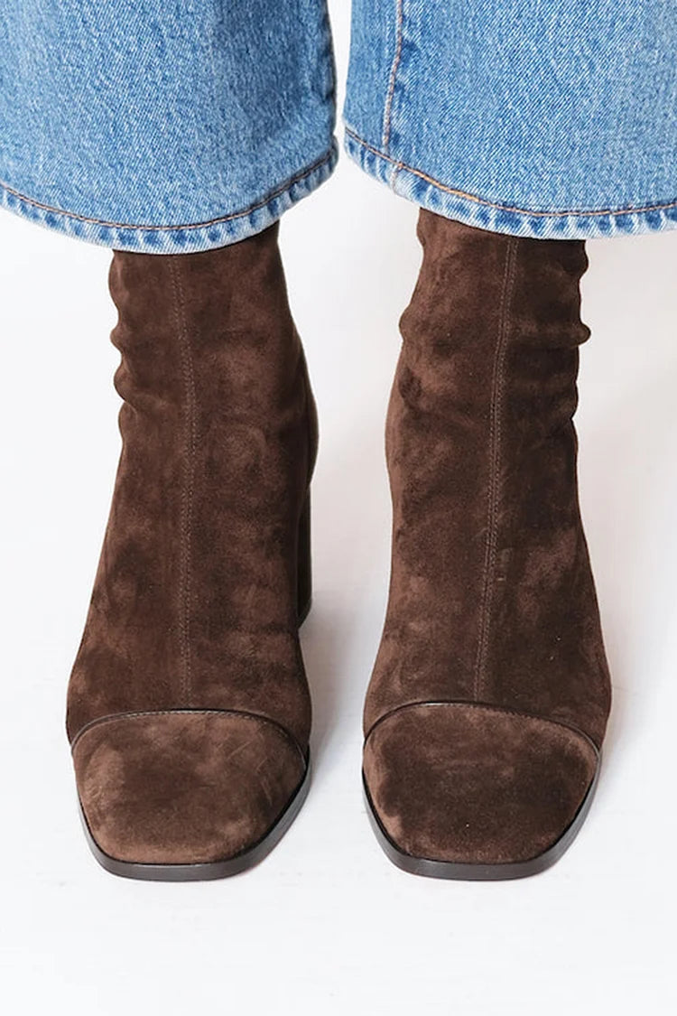 Alethea | Suede Elegant Boots in Rich Brown