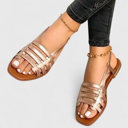 Calista | Golden Strappy Orthopedic Sandals