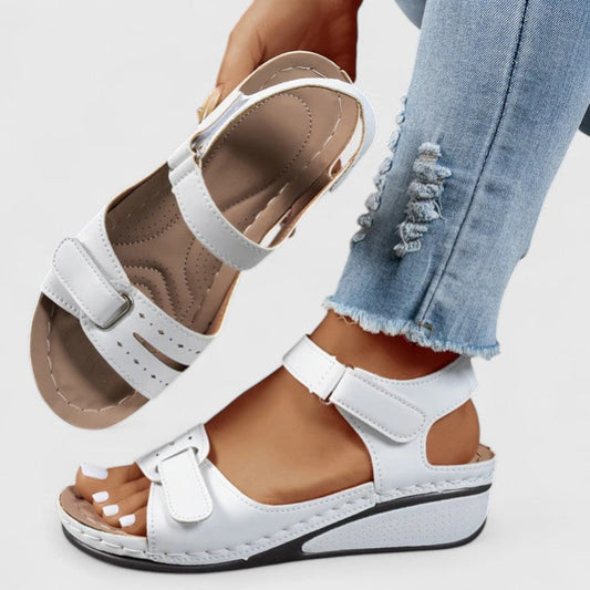 Calantha | White Leather Orthopedic Sandals