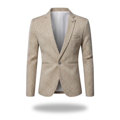 Benedict | Beige Embroidered Timeless Structured Blazer