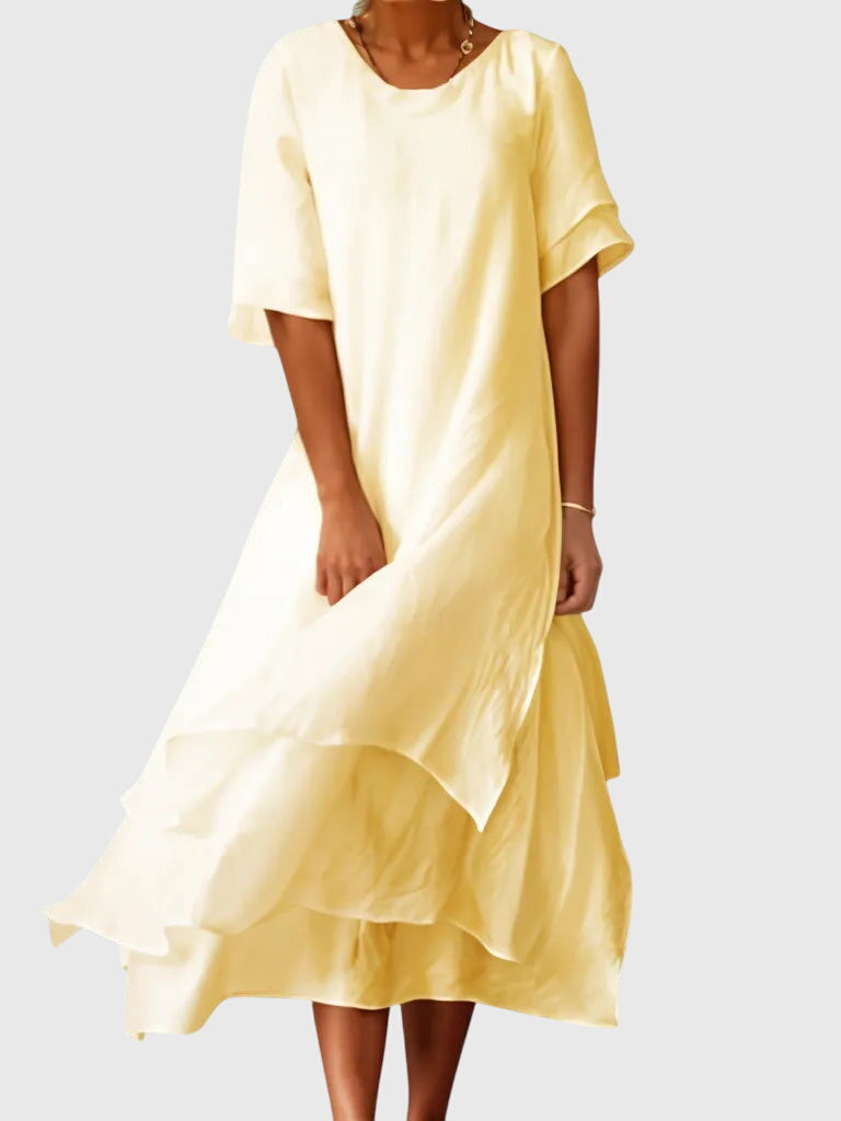 Alethea | Blush Elegant Dress with Ruffled Hem