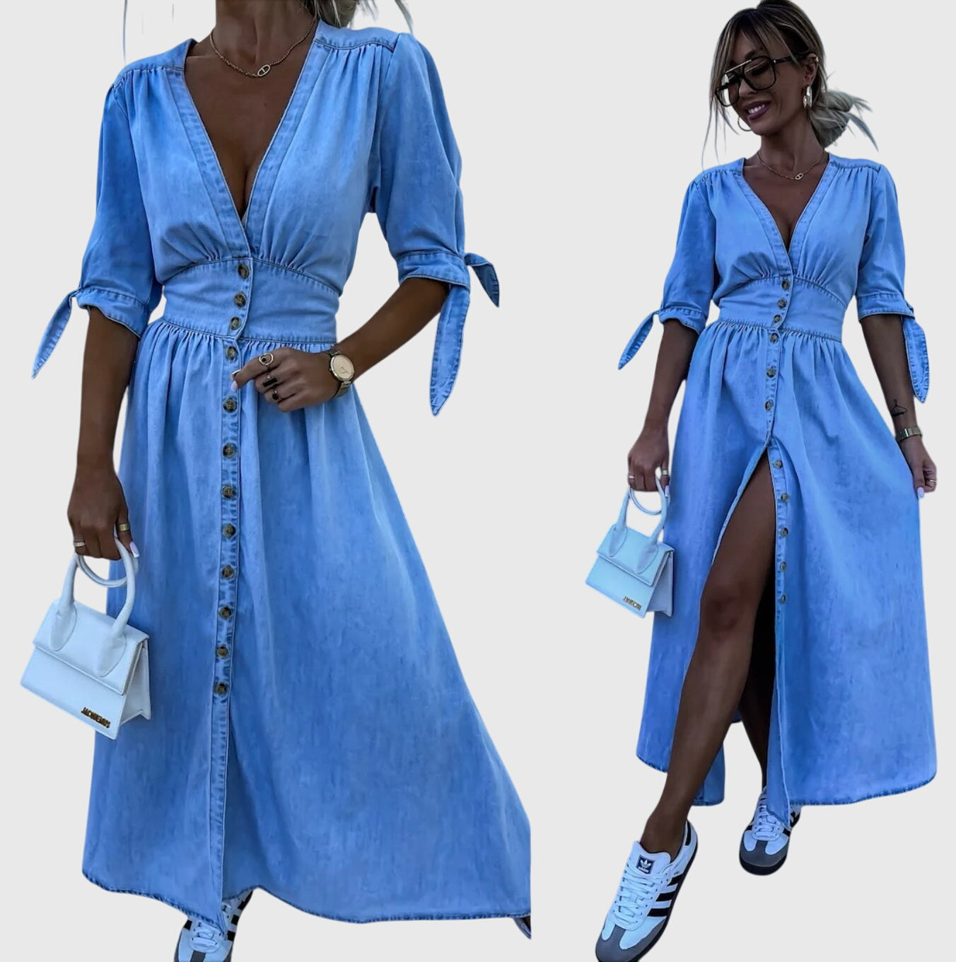 Alethea | Blush Elegant Denim Dress