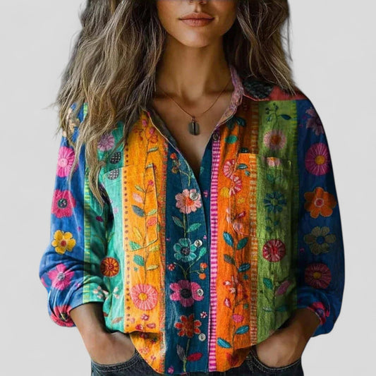 Calantha | Vibrant Floral Comfortable Blouse Shirt
