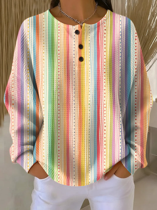 Rainbow Striped Blouse - Timeless Simplicity & Beauty