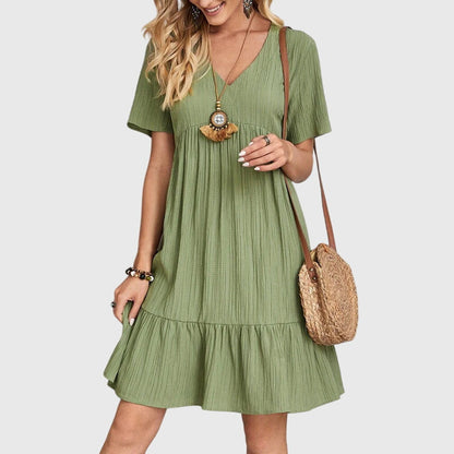 Aurelia | Elegant Flattering Coral Tiered Mini Dress