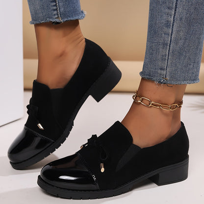 Kaida | Elegant Black Loafers with Gold Accents