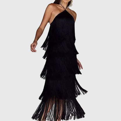 Aurora | Tassel Dress in Red Fringe