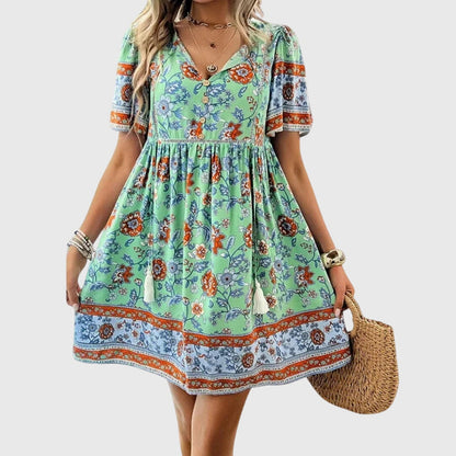 Calista | Floral V-Neck Elegant Dress