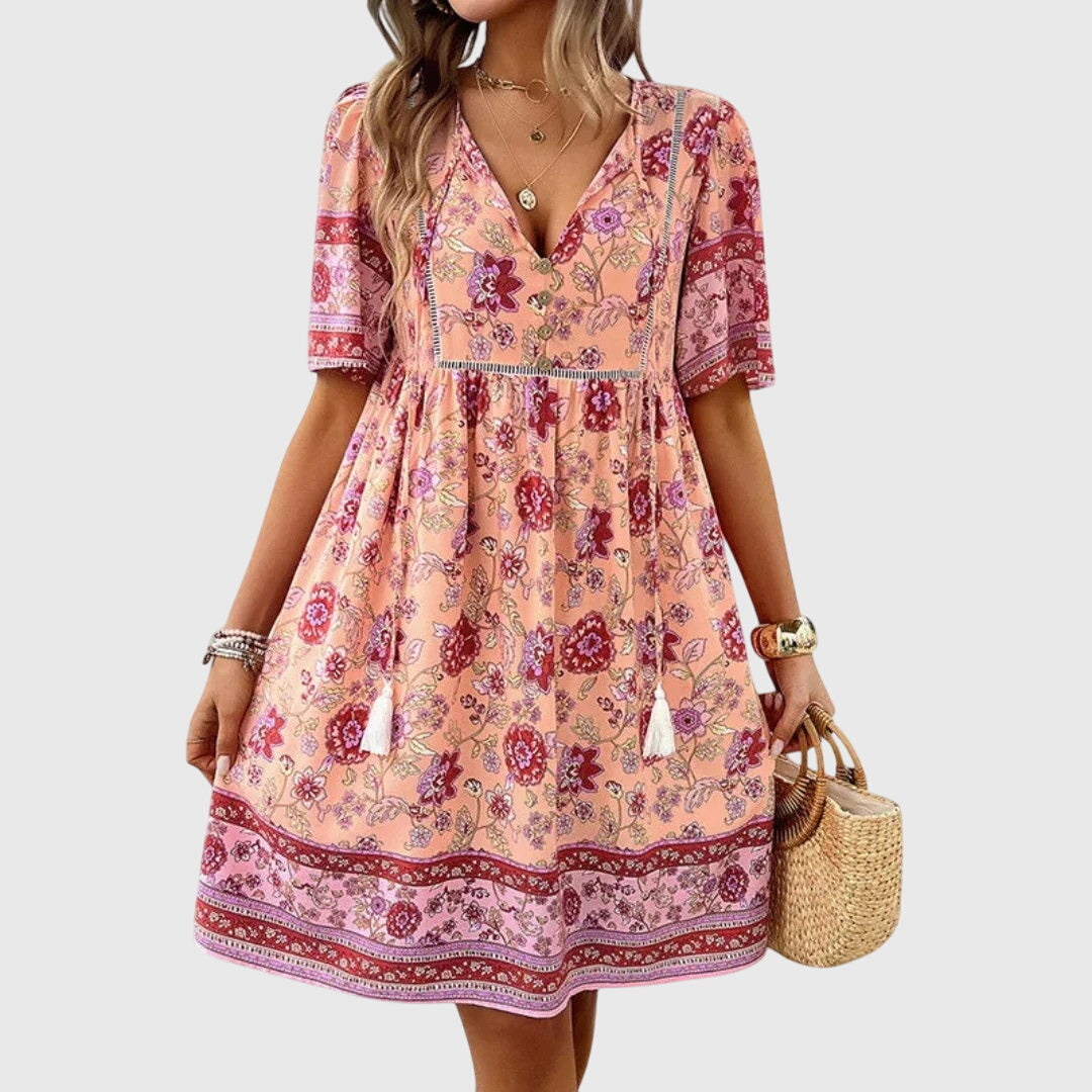 Calista | Floral V-Neck Elegant Dress