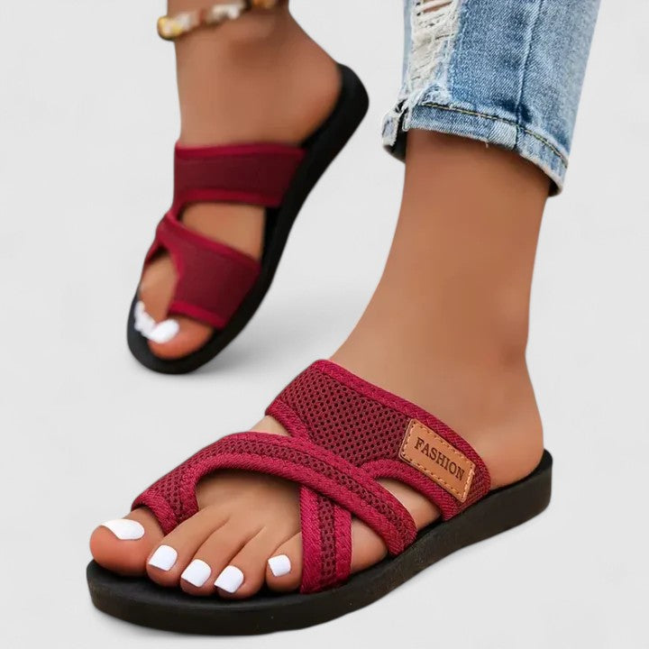 Calanthe | Burgundy Cutout Orthopedic Sandals