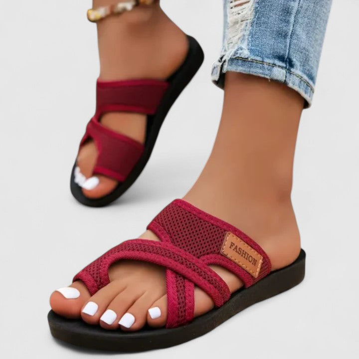 Calantha | Burgundy Strappy Orthopedic Sandals