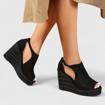 Calantha | Black Suede Orthopedic Heels