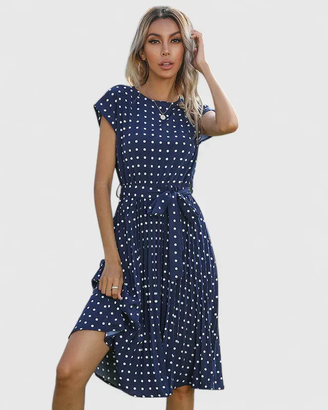 Calantha | Blush Polka Dot Elegant Dress