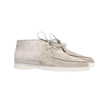 Beckett | Light Grey Suede Shoes With Laces