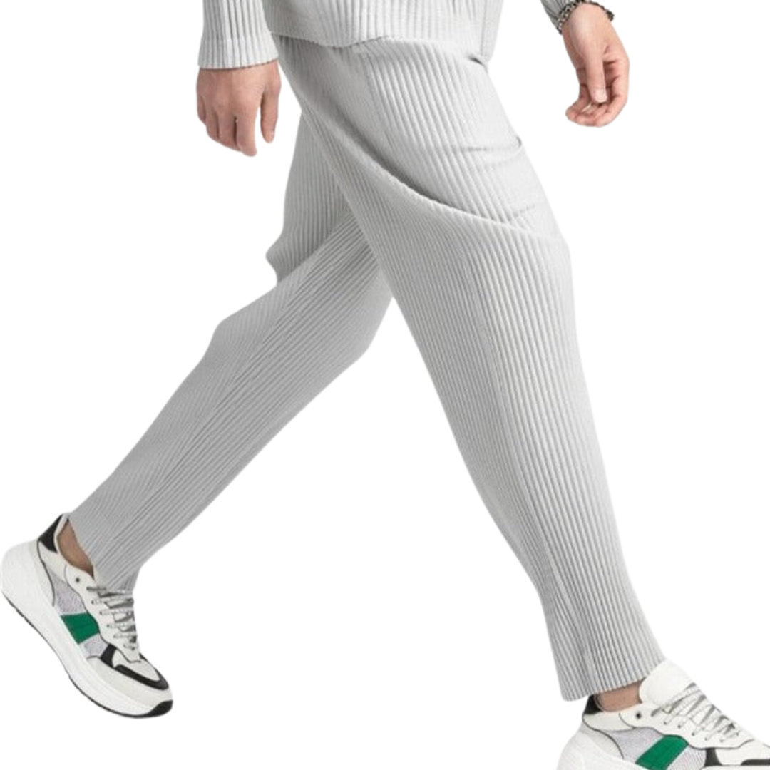 Beckett | Light Grey Ribbed Corduroy Cotton Pants
