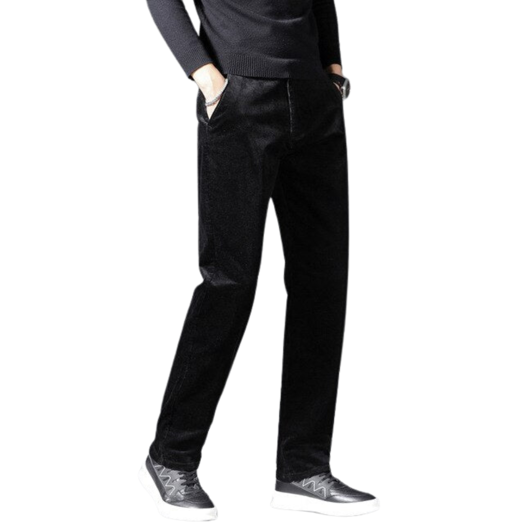 Beckett | Slim Fit Black Medium Waist Corduroy