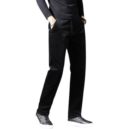 Beckett | Slim Fit Black Medium Waist Corduroy