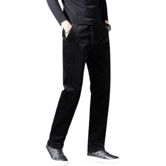 Beckett | Slim Fit Black Medium Waist Corduroy