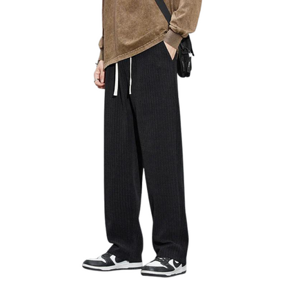 Kaius | Black Velvet Wide-Leg Pants