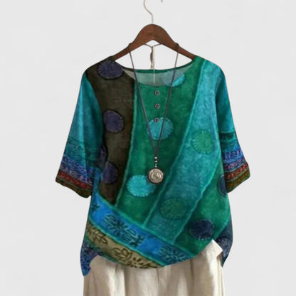 Calantha | Vibrant Patchwork Sophisticated Top