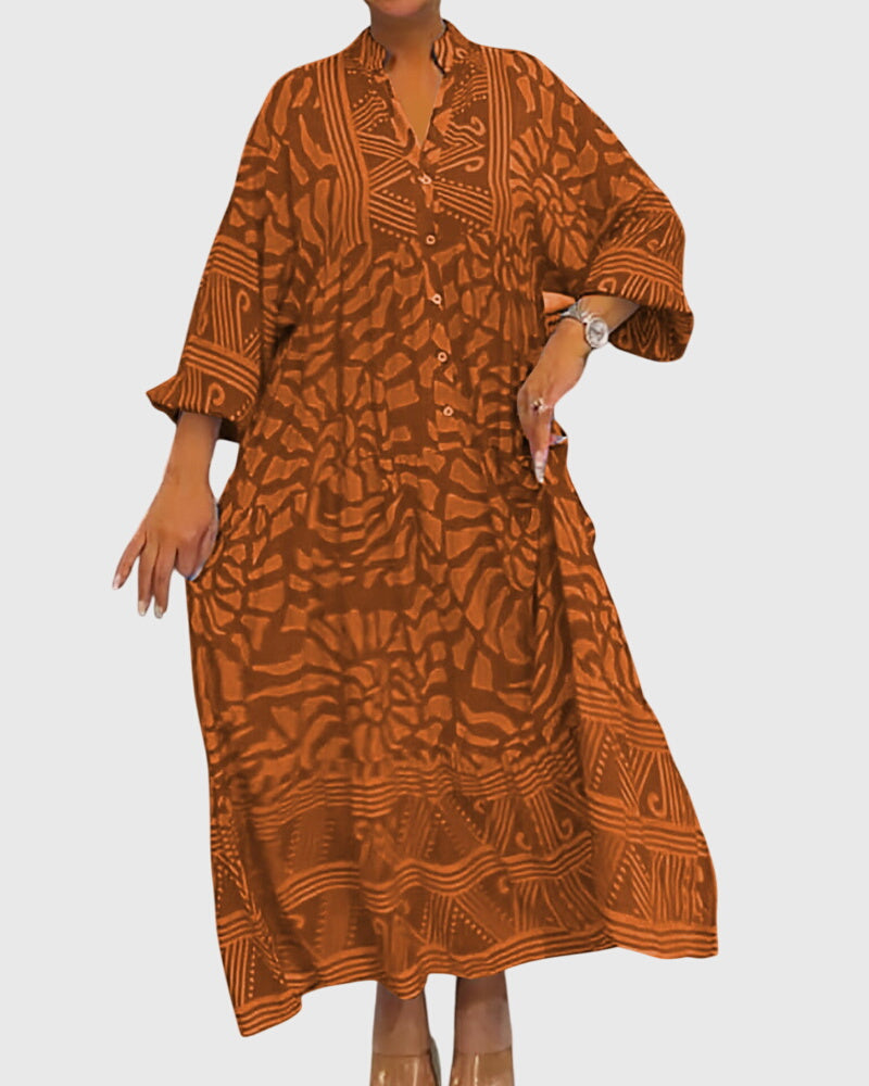 Astrid | Vibrant Pink Maxi Dress With Elegant Print