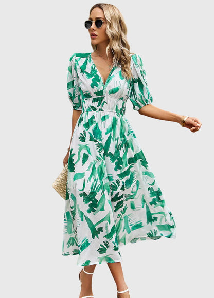 Astrid | Elegant Floral Midi Dress