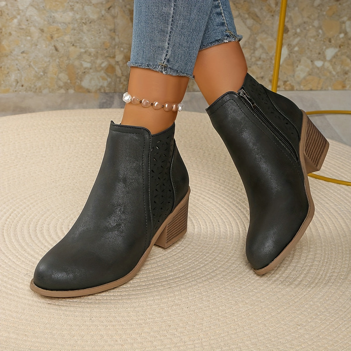 Kaid | Black Cutout Orthopedic Boots