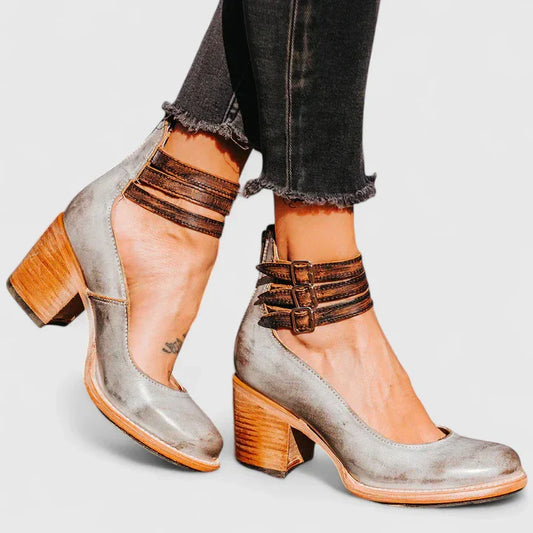 Calista | Silver Buckle Elegant Heels