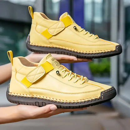 Kalindi | Beige Stitched Orthopedic Sneakers