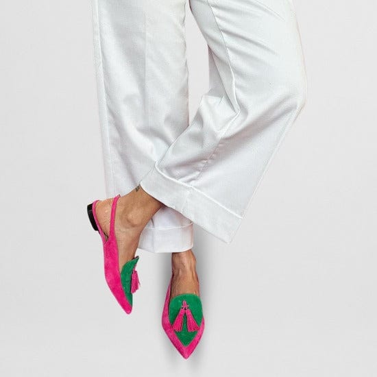 Calanthe | Vibrant Green Fringe Ballet Flats