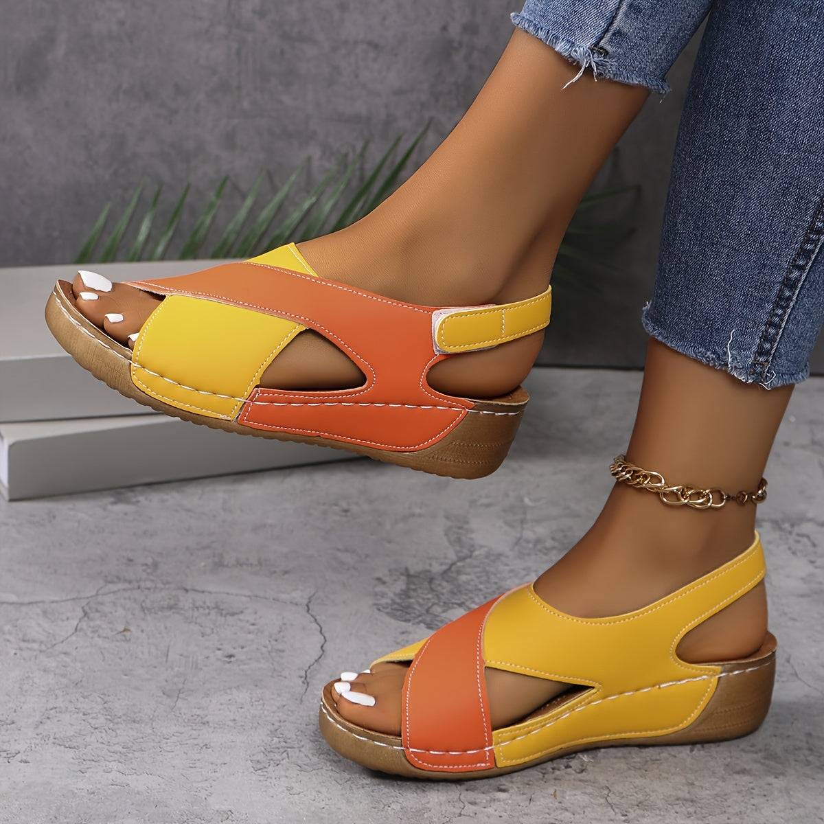 Astrid | Elegant White & Navy Orthopedic Sandal