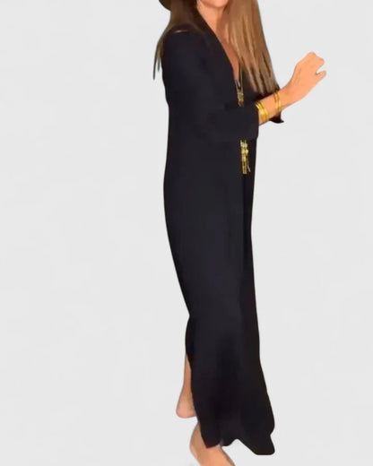 Calysta | Vibrant Orange Elegant Dress with Slit